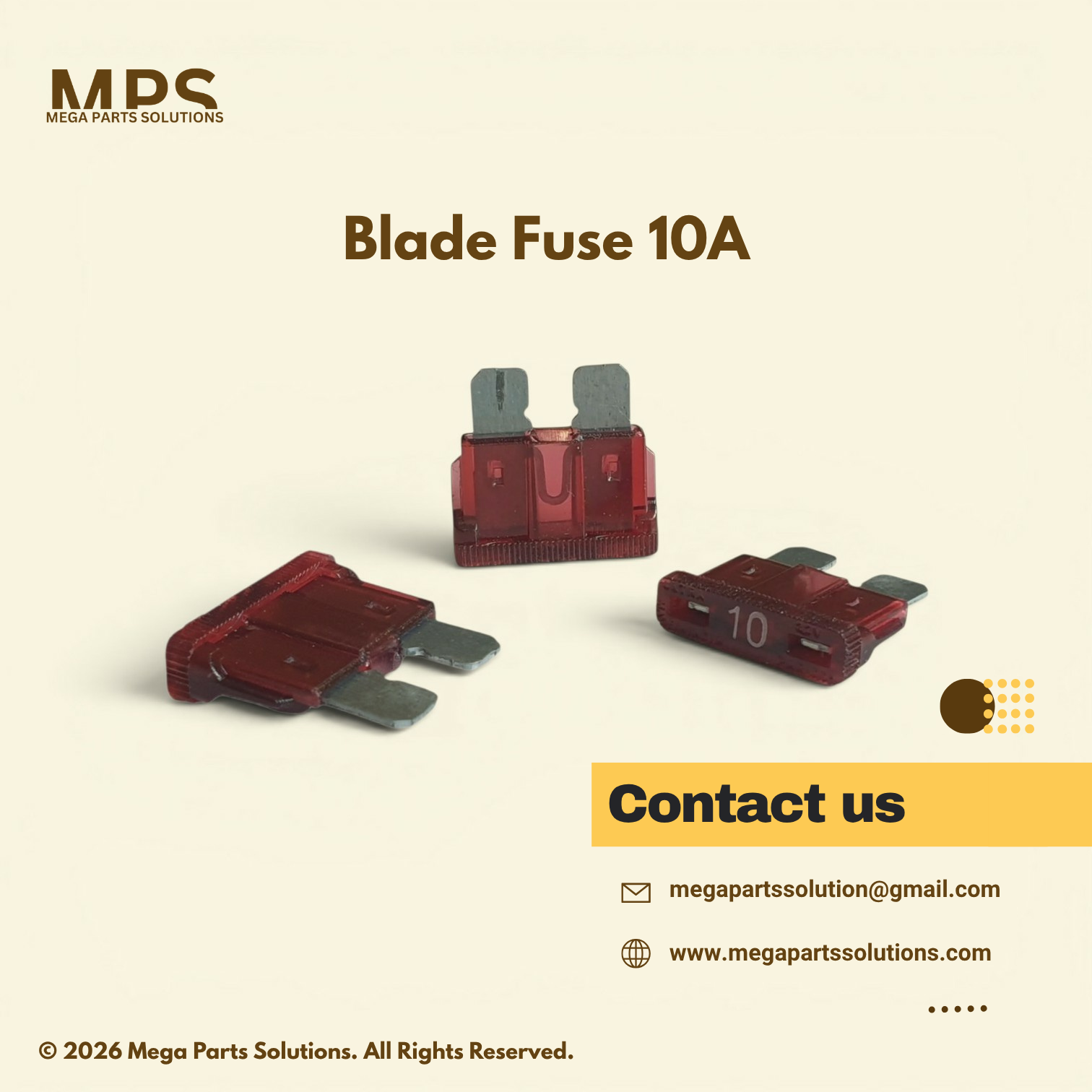 Blade Fuse 10A Red Standard Automotive Fuse