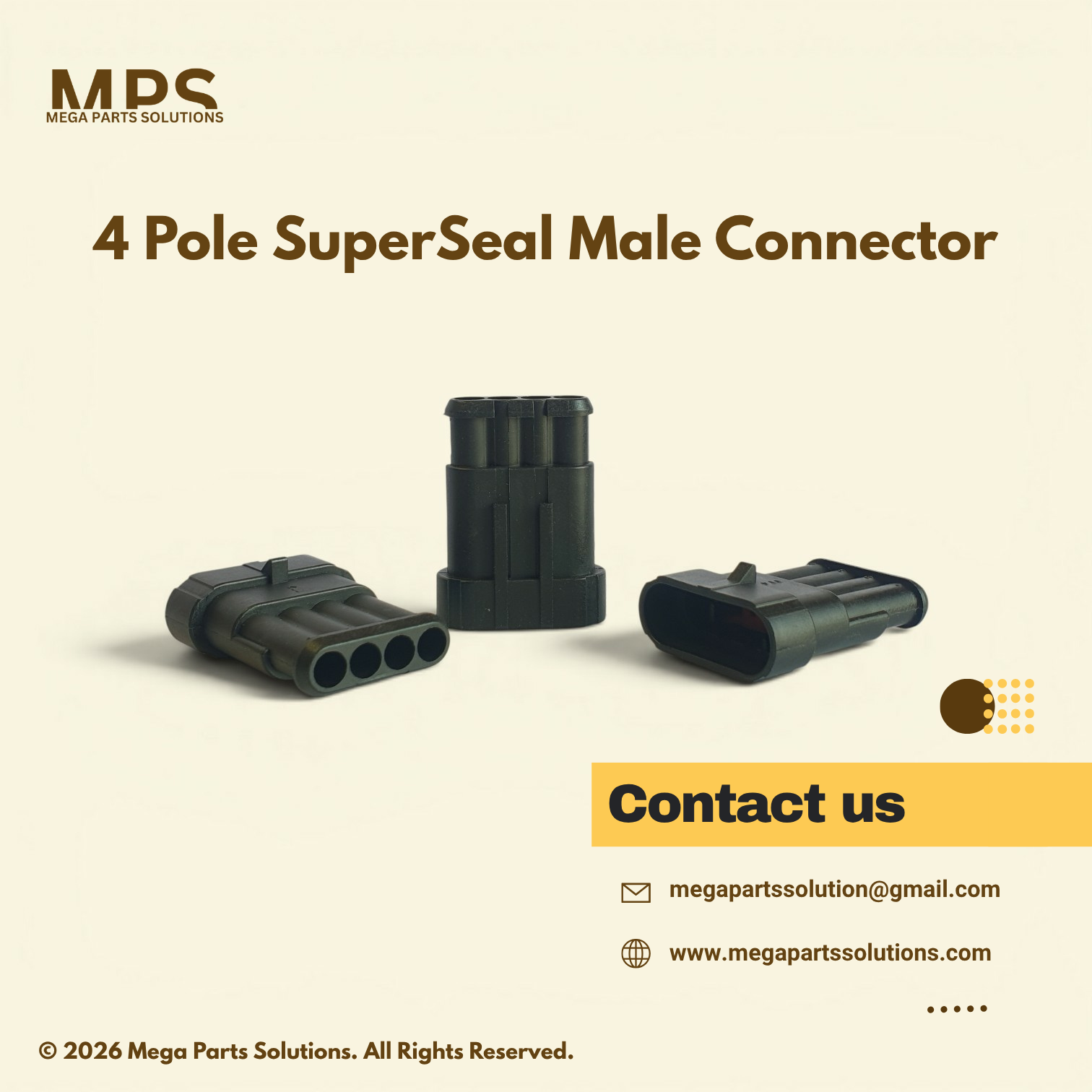 AMP Superseal 1.5 Series 4 Pole Male Connector for automotive wiring harness and sealed electrical applications
